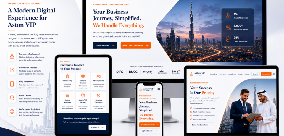 Aston VIP – Business Setup Website Development